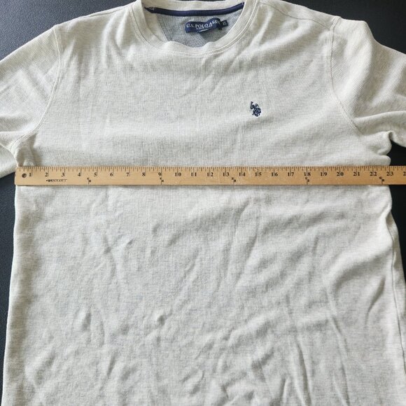 US Polo Assn. Waffle Knit Thermal Shirt Long Sleeve Sleep Shirt Ivory Mens XL - Picture 9 of 10